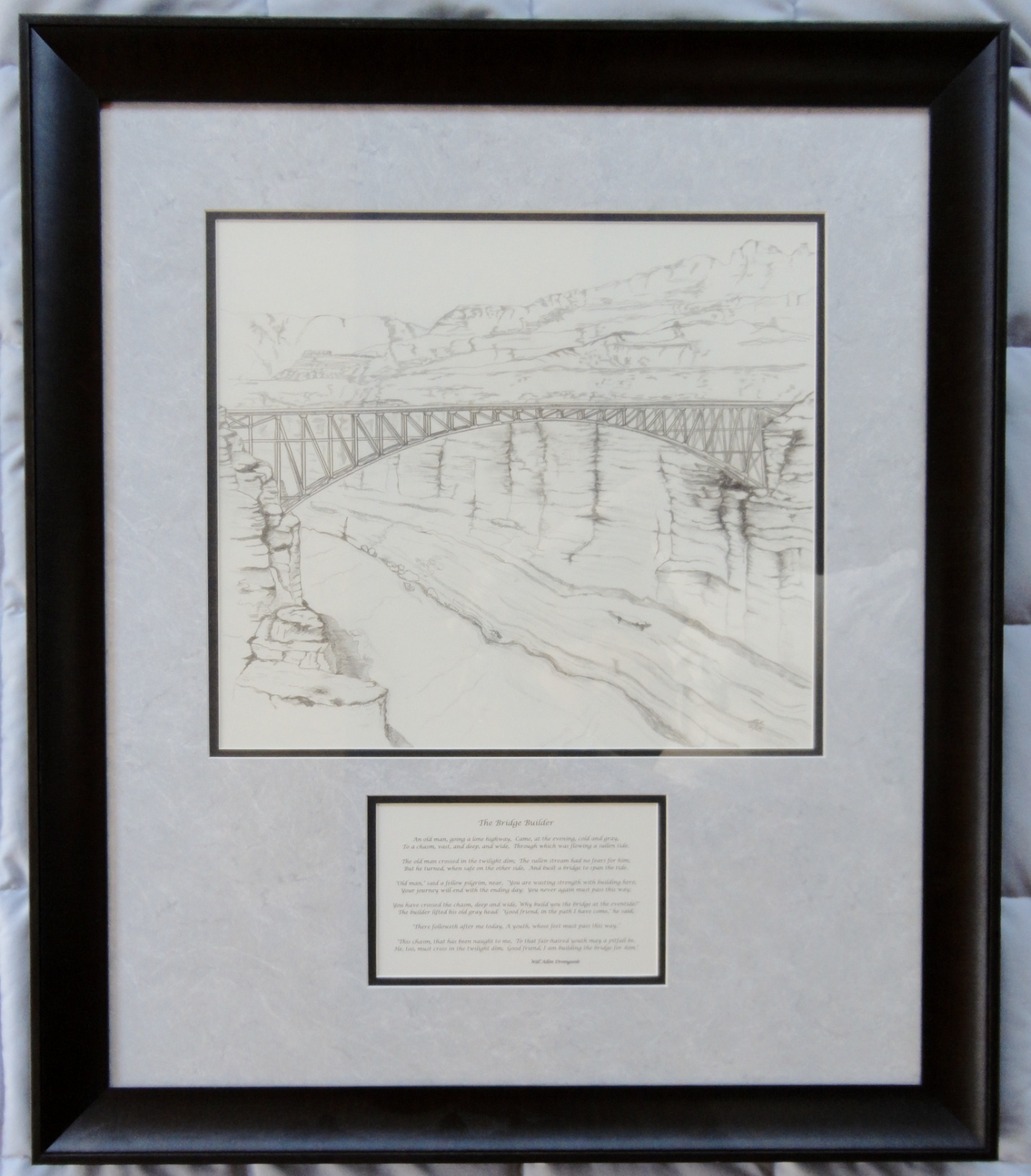 Picture of Bridge drawn by son with poem underneath
