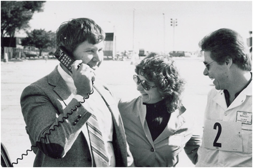 frameDave Meilhan, the first cellular telephone customer in Chicago, makes a call from his car phone, 1983. (Courtesy AT&T Archives and History Center.)