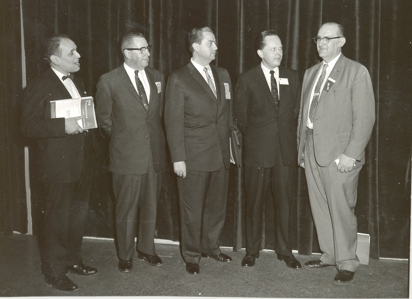 Otto Schmitt (far right), Herman Schwan (Second from right), Walter Rosenblith (far left)