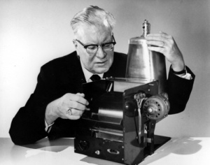 Chester Carlson with the first xerographic apparatus. Courtesy of Xerox Corporation.