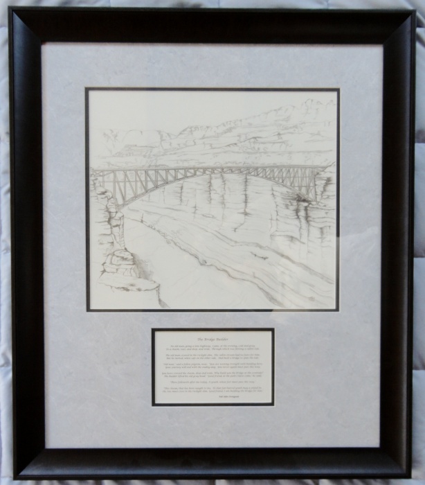 Drawing of Bridge by son with poem. See full size version.
